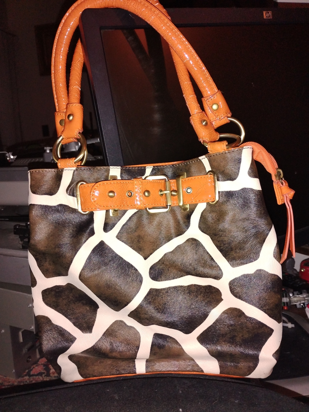 Dooney & Bourke Orange Trim Giraffe Print Purse